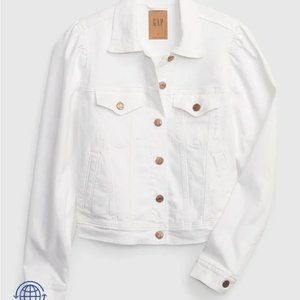 Gap puff sleeve white denim jacket